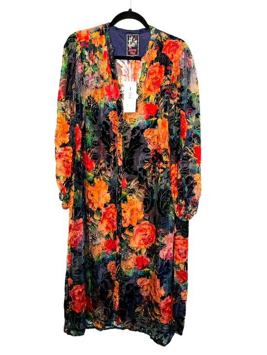 Johnny Was Renna Burnout Midi Floral Shift Dress Medium New - Picture 4 of 9